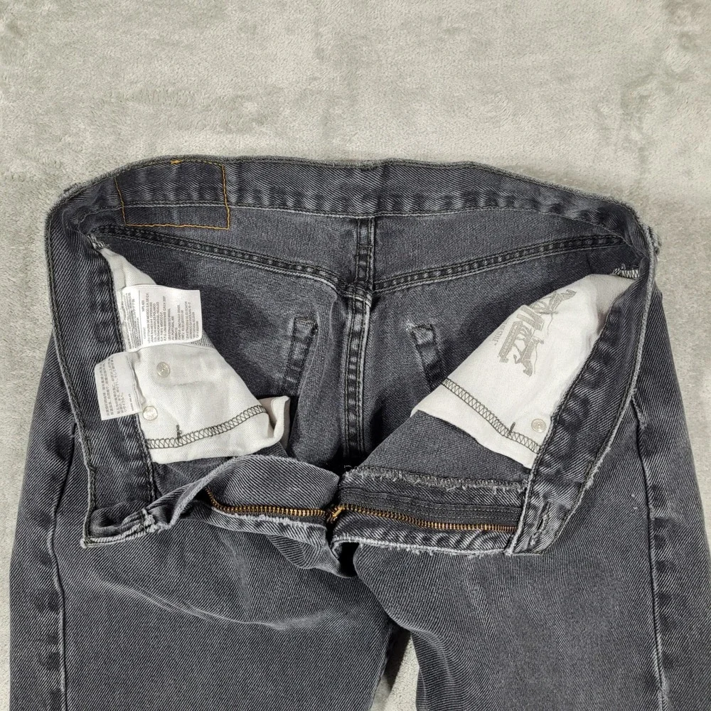 Levi's 505 Jeans Mens 33x34 (Fits 32x31) Black Regular Fit Straight Leg Faded